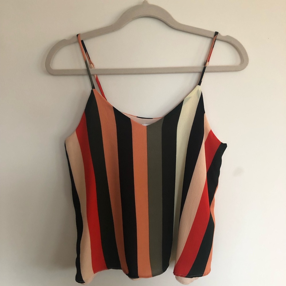 Striped Spaghetti Strap Cami Top - Multicolor